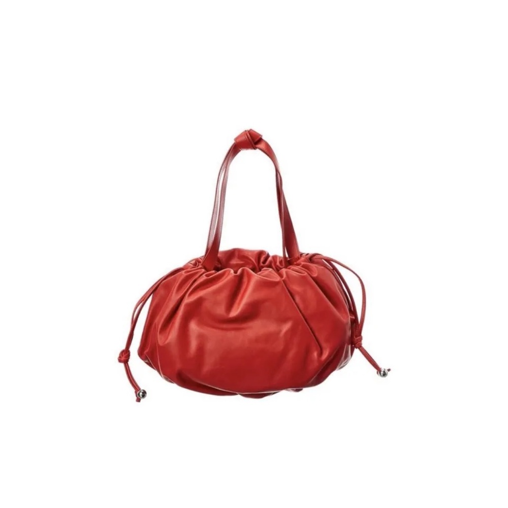 BOTTEGA VENETTA Bulb Medium Pouch Knot Red Calfskin Leather Clutch